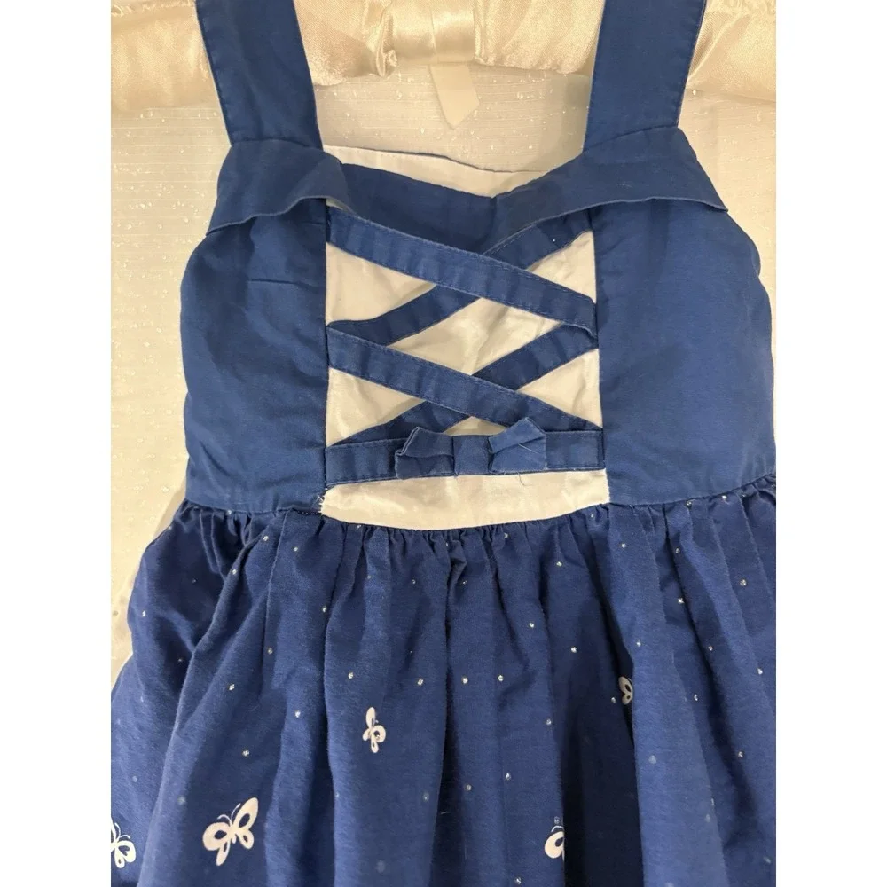 The Children's Place Girls 3T Blue/White Floral Sleeveless A-Line Knee Dress
